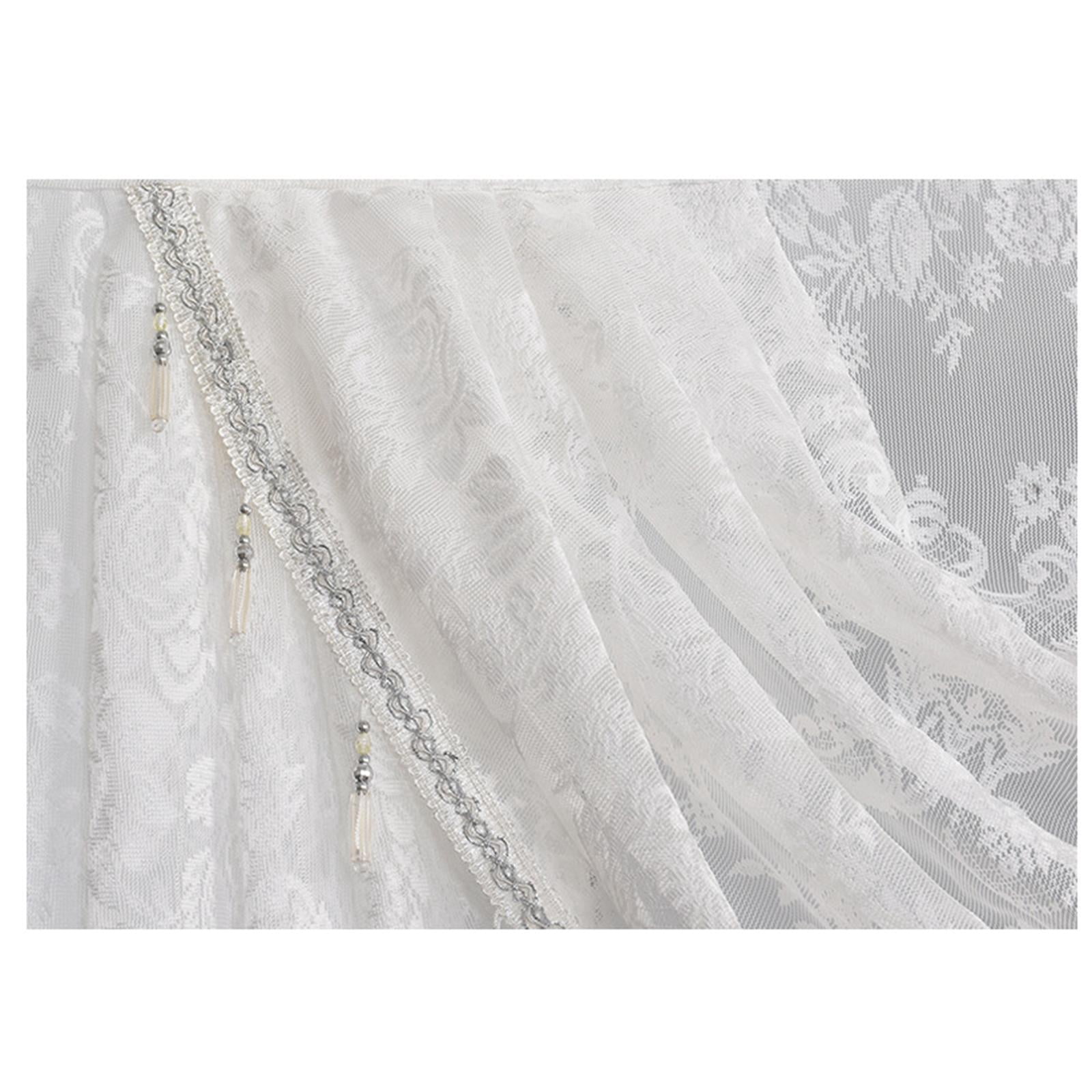 Fancyes Waterfall Window Valance Vintage Design Romantic Easy to Hang Decorative Swag Valance with Bead Tassels for Basement Bedroom Width 150cm