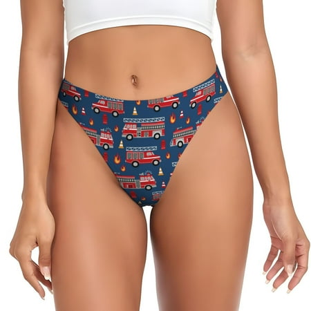 Thongs for Women - Fire Truck 1 No Show Seamless Womens Thongs Underwear  Stretch G String Thongs for Women  Ladies Breathable Kawaii Thong Bikini Panties Briefs