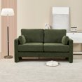 thumbnail image 2 of Mid Century Modern Loveseat Sofa, Comfy Chenille Fabric Upholstered Small Sofa Couch, Luxury 2 Seater Couch with Armrest & Pillow, Small Loveseat Couch for Small Spaces, Living Room, Green, 2 of 11