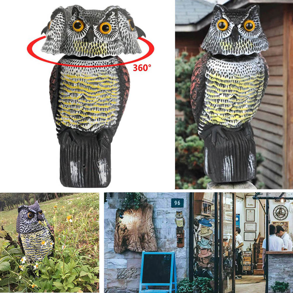 Owl Decoy Rotating Head, BEINOU Owl Decoy Statue with Waterproof
