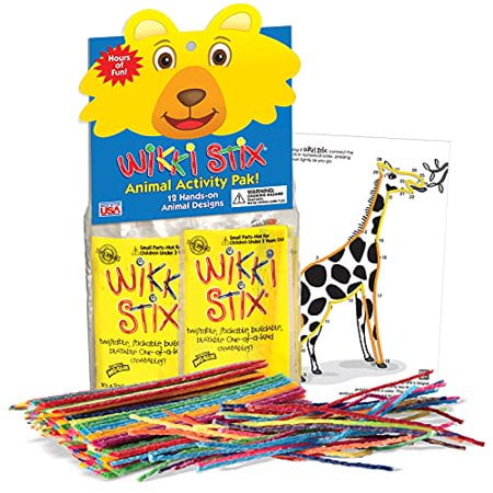 WikkiStix Trousse d'Activités Animales Comprenant 12 Animaux de Zoo avec Activité Pratique et Fait Amusant sur Chacun, Fabriqué aux É.-U., Noir