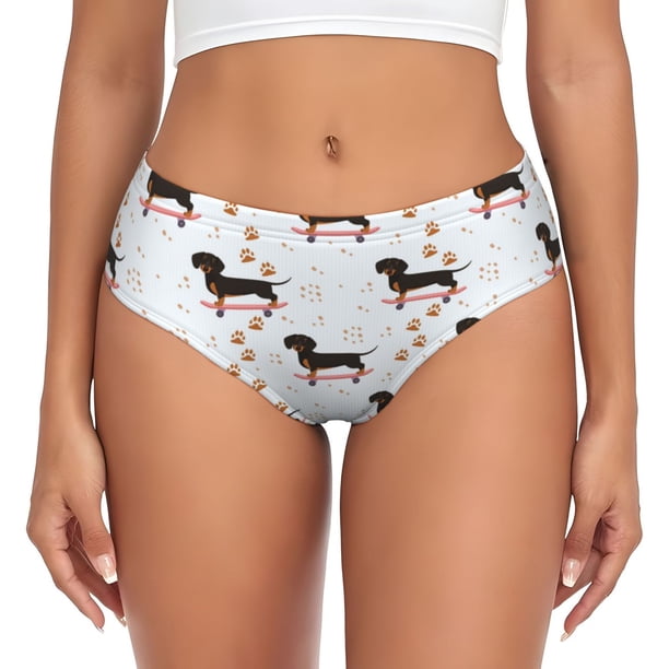 Fotbe Dachshund Dog Calzones Estampados para Mujer – Ropa Interior de Algodón, Cómoda, Suave y Elástica-X-Large