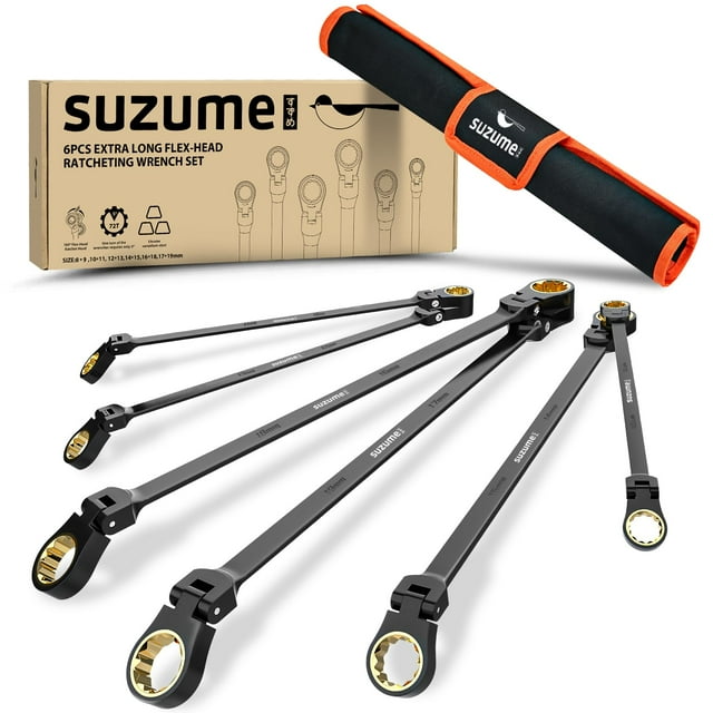 Juego de llaves SUZUME con cabeza flexible extralarga, 6 piezas (8-19 mm)