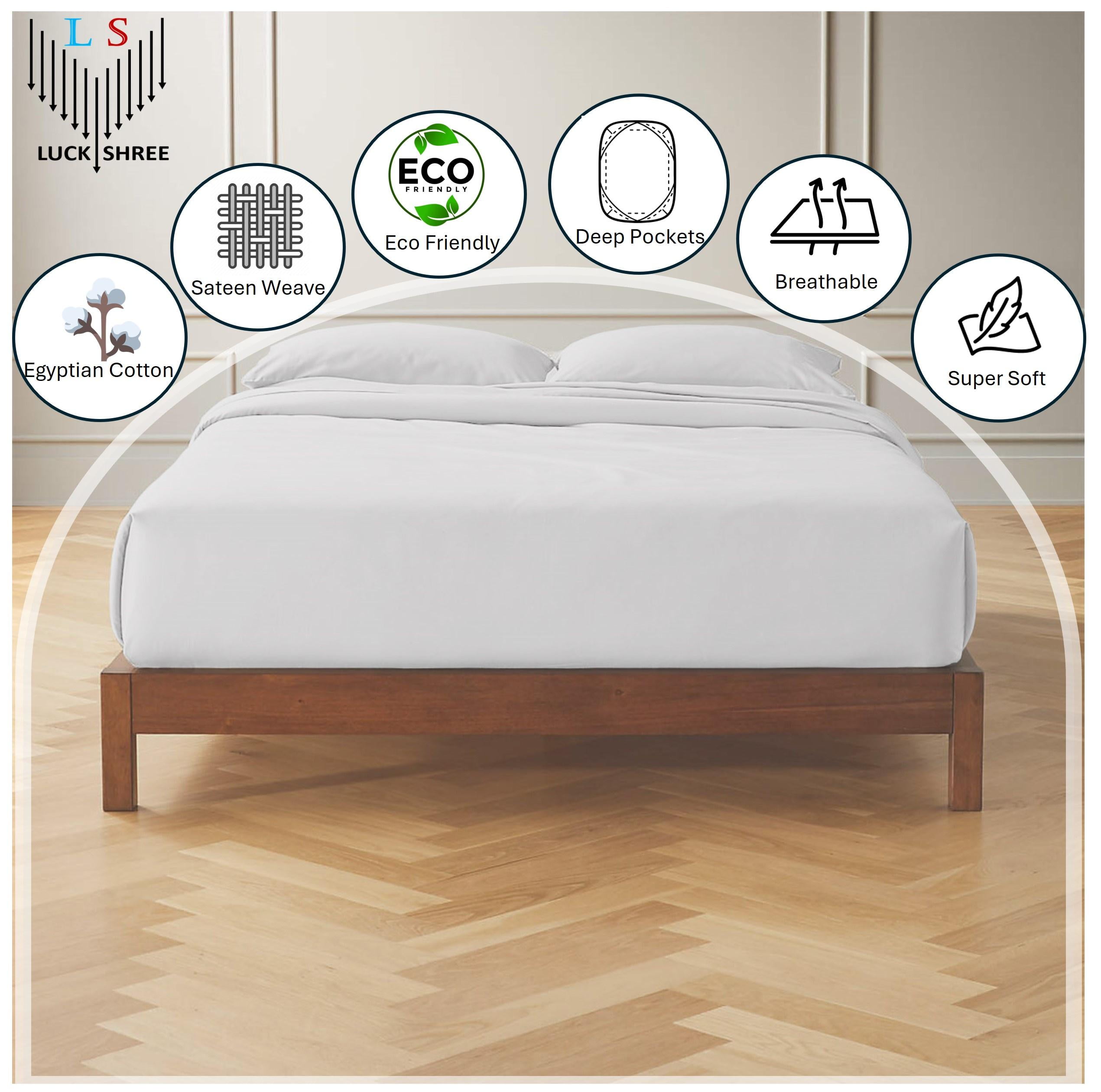 700-Thread Count 100% Egyptian Cotton Olympic Queen Sheet Set, 4PC (1 Flat, 1 Fitted, 2 Pillowcases) Long Staple Cotton, 700-TC Pure Cotton, 12" Deep Pockets - Olympic Queen, Navy Blue