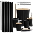 thumbnail image 4 of Bathroom Accessories Set - Bathroom Set, Bathroom Accessory Set, Shower Curtain Set, Toilet Brush, Trash Can & Soap Dispenser - Black - 20PC, 4 of 4