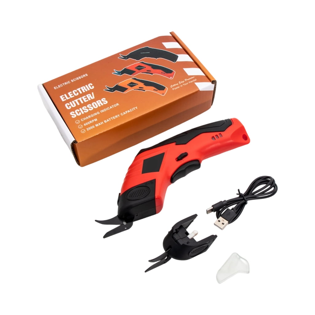 MOMOJIA High Capacity Cordless Fabric Scissors Electric Handheld Shears Safety Guard Rechargeable USB Design