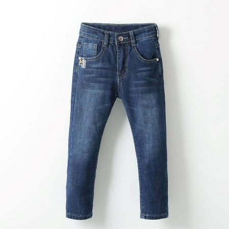 Baby and Toddler Boys' Basic Skinny Jeans,Boy Casual Straight Leg Jeans Loose Denim Pants with Pockets Fashion Kids Denim Jeans Pants Dark Blue 12 Months