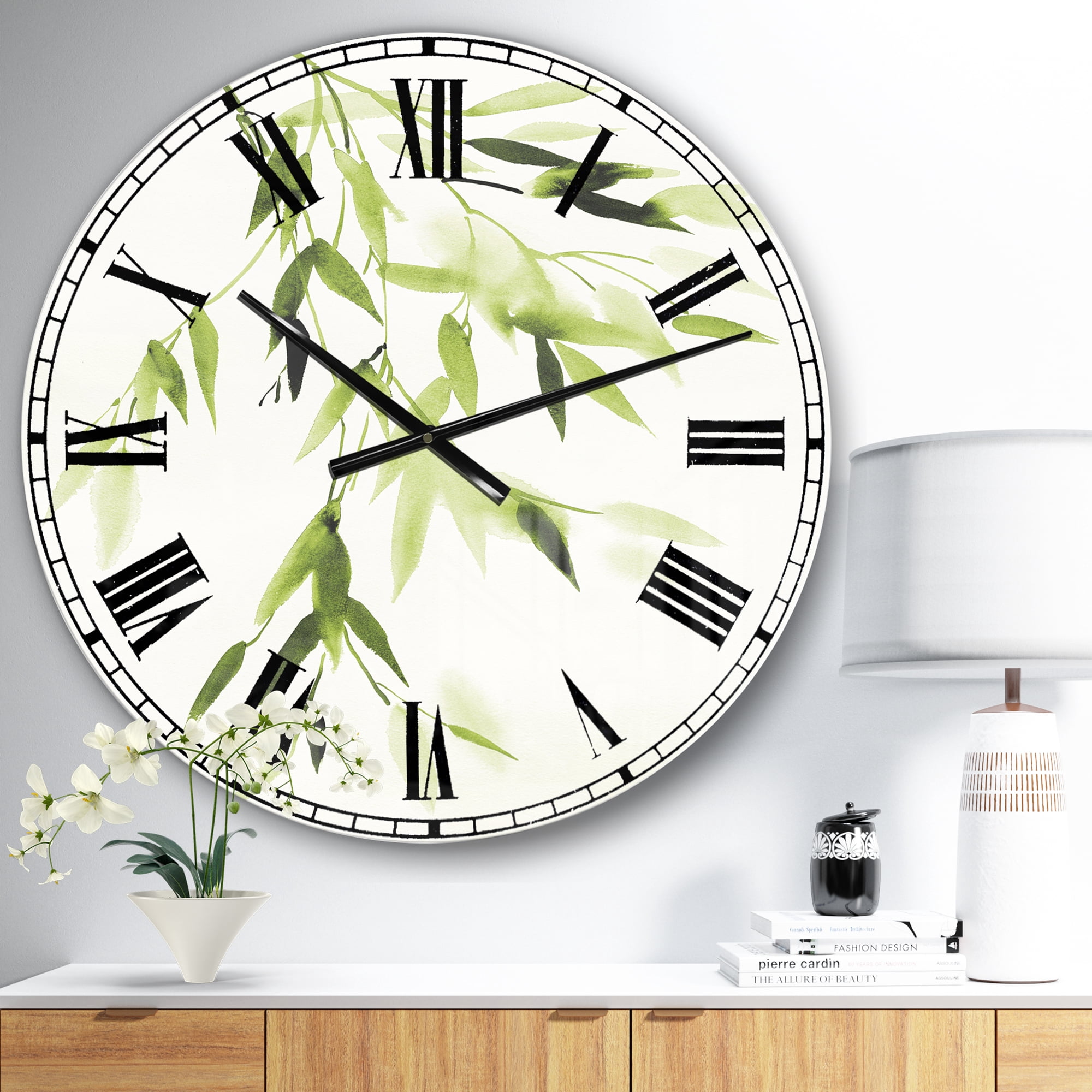 Designart Oversized White Analog Round Modern Wall Clocks, CLM30568-C23
