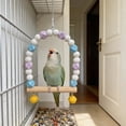 thumbnail image 2 of KOYPTL Wooden Bird Swing with Bells for Cockatiels Parrot Perch Hanging Toys,Birdcage Stands Cage Ground Play Gyms Accessories,Colorful Beads Climbing Toy for Lovebirds Conures Budgies Easter Decor, 2 of 6