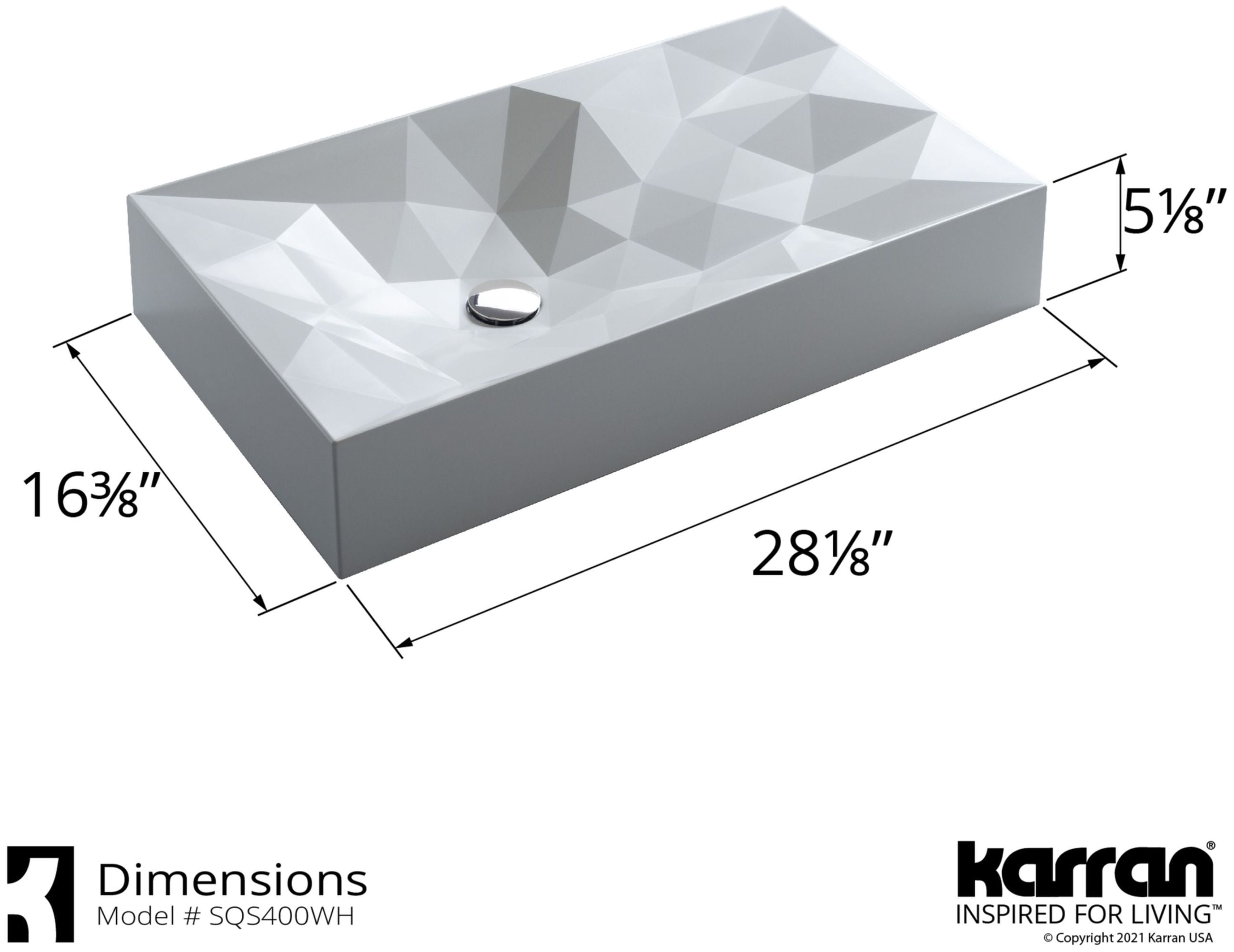 Karran Usa SQS400GR Sternhagen 28-1/8" Rectangular Quartz Composite Vessel Bathroom Sink -
