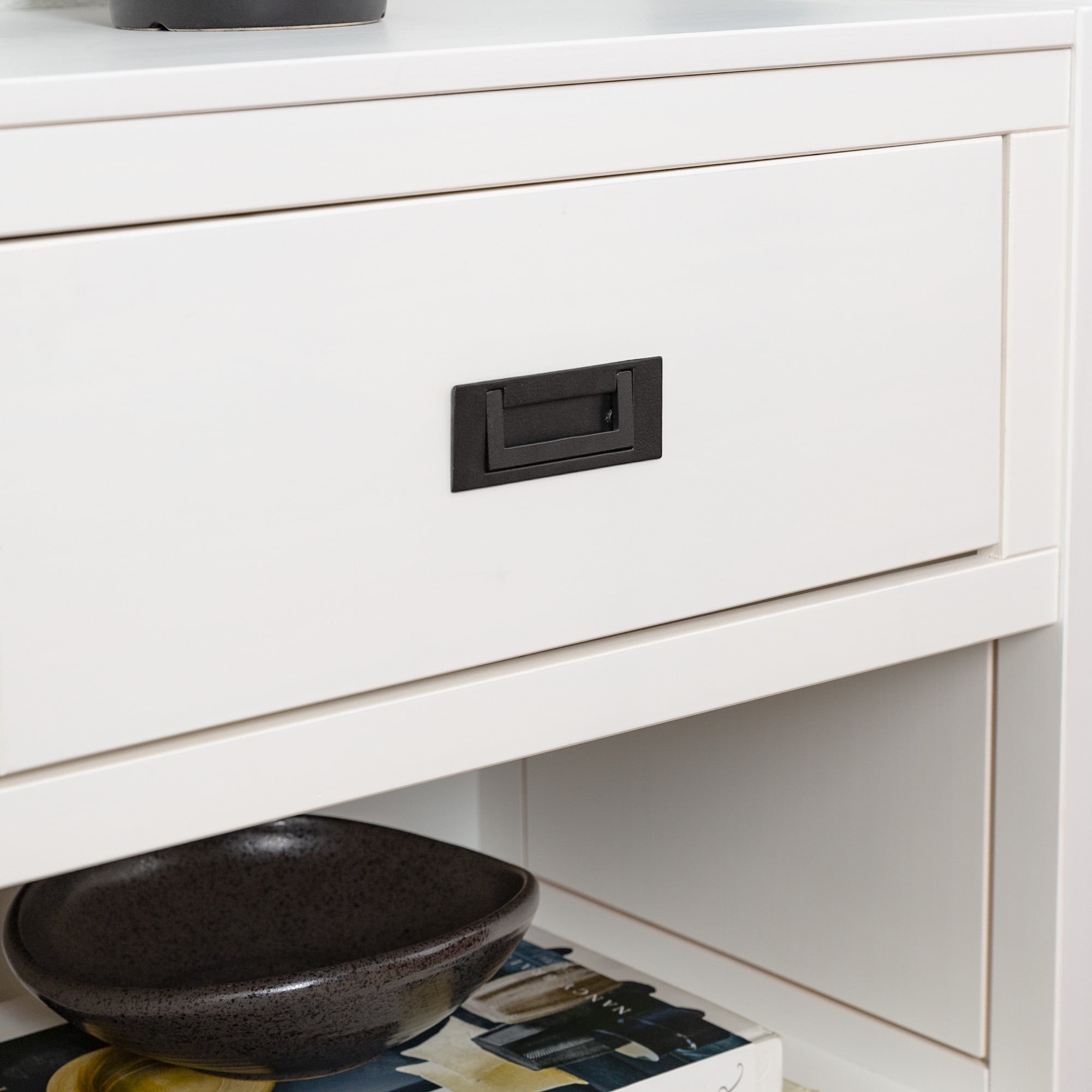 Annabelle 2 Pack One Drawer Open Storage White Nightstands by Walker Edison