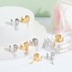 thumbnail image 4 of 12 anillos de acero inoxidable con dijes de hojas, 2 colores y 3 estilos, ajustables, con dijes de hojas, abiertos., 4 of 6