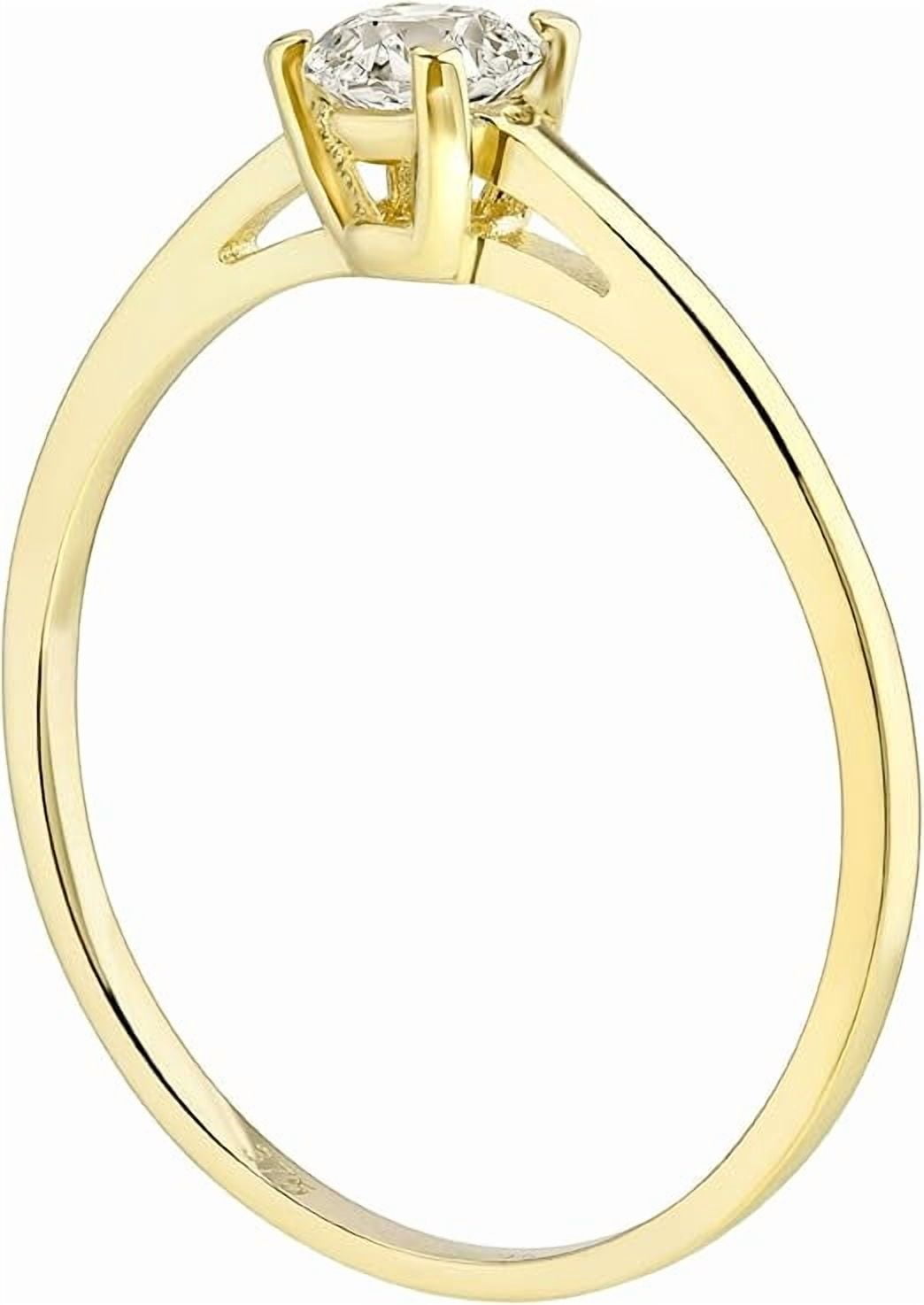 NS Enterprise 14ct Yellow Gold 0.25ct Solitaire Engagement Ring for Women – Classic Round Cut Gold Promise Ring – Elegant Jewelry Gift