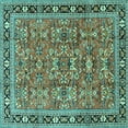 thumbnail image 1 of Ahgly Company Machine Washable Indoor Square Persian Turquoise Blue Traditional Area Rugs, 7' Square, 1 of 4