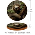 thumbnail image 3 of Sloth 6Pcs Round Microfiber Leather Car Coasters, 11x11 cm/4.3x4.3 in, Cup Holder Coasters for Car, Drink Absorbent Car Coasters, Slip Car Coaster Set, 3 of 6