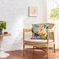 thumbnail image 5 of Pack of 2, Chinoiserie Pillow Cover 16 x 16 Inch Peony Floral Pillow Covers Linen Flower Throw Pillow Covers Farmhouse Pillow Case Cushion Covers for Sofa Couch Living Room Navy Pink, 5 of 6