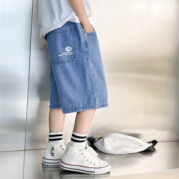 Denim Shorts for Boys Casual Straight Leg Boy's Jean Shorts with Pockets Boys Clothes Size 13-14 Years