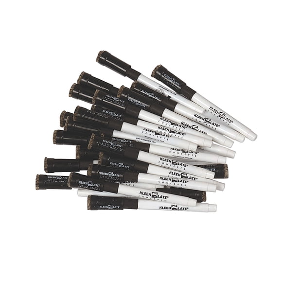 KleenSlate Marqueurs Effaçables à Sec avec Gommes, Pointe Fine, Noir, 24 Unités