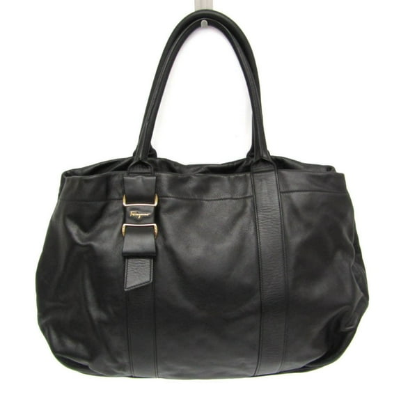 Pre-Owned Salvatore Ferragamo GG-21D395 Women's Leather Tote Bag Black (Good)
