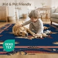 thumbnail image 4 of ODIKA 8'x10' Washable Area Rug Durable, Non-Slip Lure Motif With Patriotic Bass And Distressed Frame Vintage Fishing Refined for Living Room, Under Sectional, Family, 4 of 7