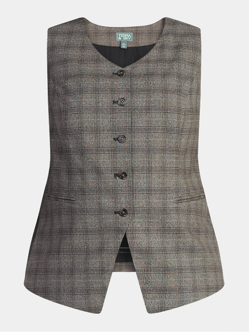 Terra & Sky Women's Plus Tailored Vest, Sizes 0X-5X