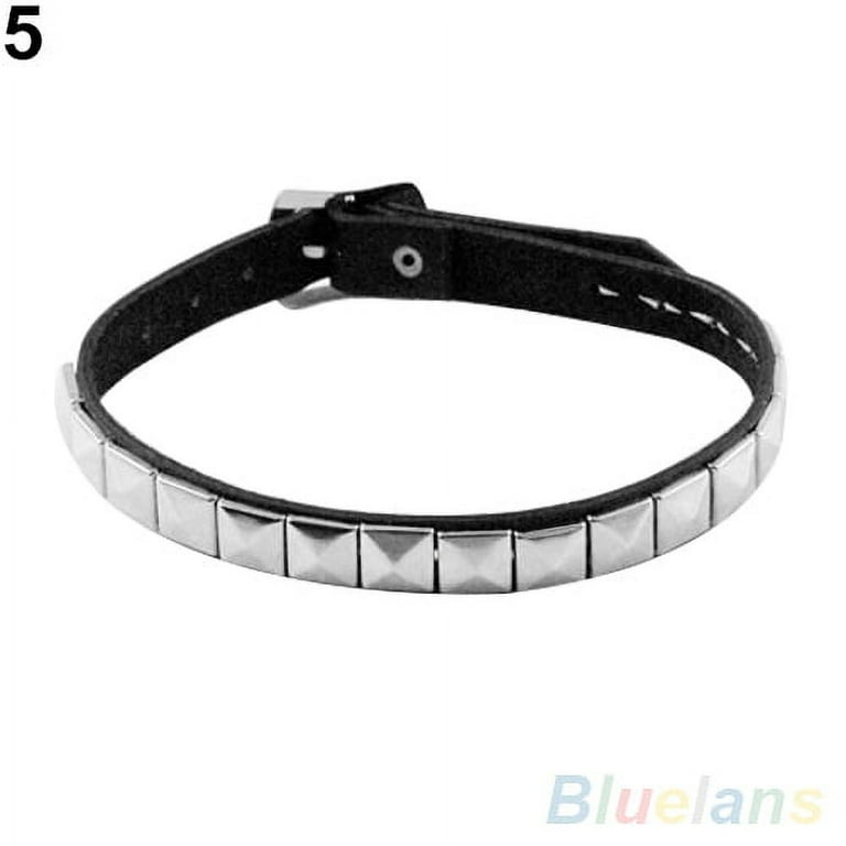 Yesbay Punk Gothic Black Faux Leather Choker Cross Spike