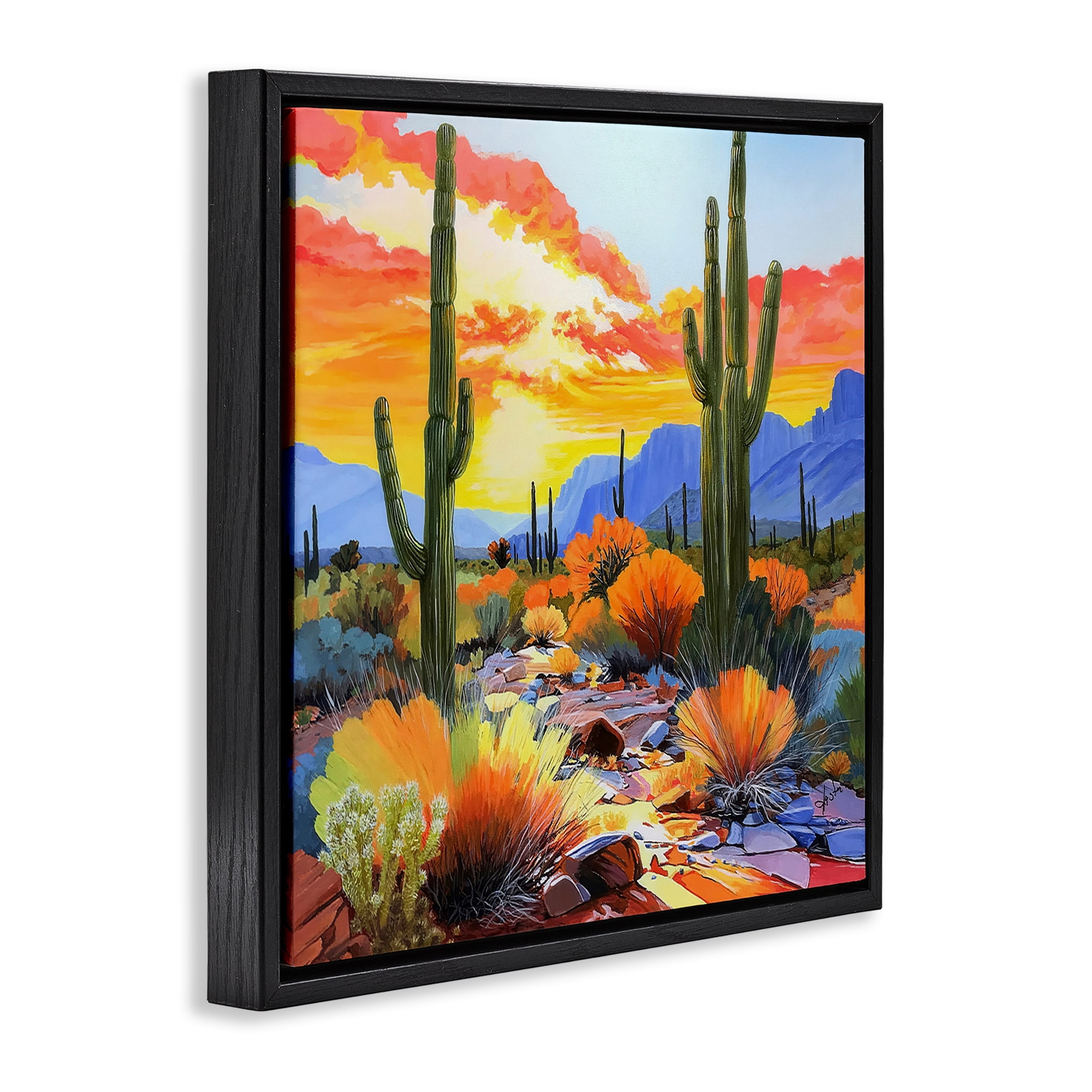 Stupell Industries Desert Splendor Cacti Black Framed Floater Canvas Wall Art, design by John Jaster