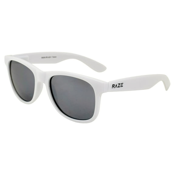 Raze Eyewear Splash Beach Sunglasses Motorcycle Riding Glasses for Men or Women White Gloss Frame with Smoke Lenses