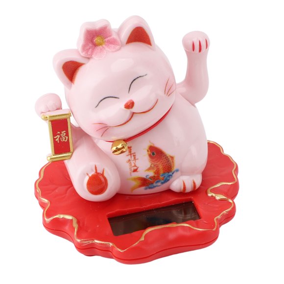 Gato De La Suerte Solar, ABS Estilo Chino Tradicional Decorativo Con Energía Solar Gato Del Dinero De La Suerte Que Agita El Brazo Para El Hogar