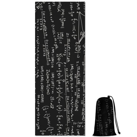 Math Equations 3D Shapes Black Pattern Hot Yoga Mat Towel Non Slip for Hot Yoga - Quick-Drying Yoga Mat Cover with 4 Corner Pockets with Travel Bag - Hot Yoga Towel Non Slip 70"x26"