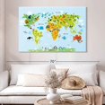 thumbnail image 2 of Elephant Stock Animals Of The World Wall Art - Horizontal Canvas Wall Art - Kids Room Wall Decor - Map Canvas - Green And Blue Decor - 51" x 34", 2 of 8