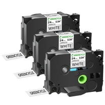 GREENCYCLE 3PK Compatible for Brother P-touch TZe-251 TZe251 TZ-251 TZ251 0.94'' 24mm Black on White Label Maker Tape