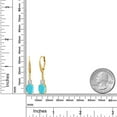 thumbnail image 2 of Gem Stone King 18K Yellow Gold Plated Silver Green Turquoise and White Created Sapphire Dangle Earrings for Women with Lab Grown Diamond (3.53 Cttw, Oval 9X7MM), 2 of 3