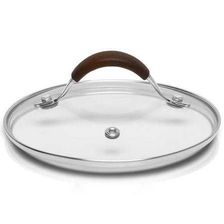 

NutriChef Cooking Pot Lid 1.5 Quart - See-Through Tempered Glass Lids Brown