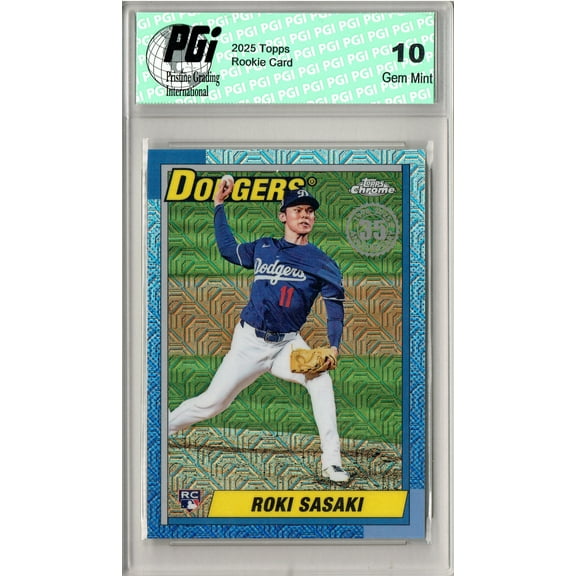 Roki Sasaki 2025 Topps Chrome #135 Mojo Refractor Rookie Card PGI 10