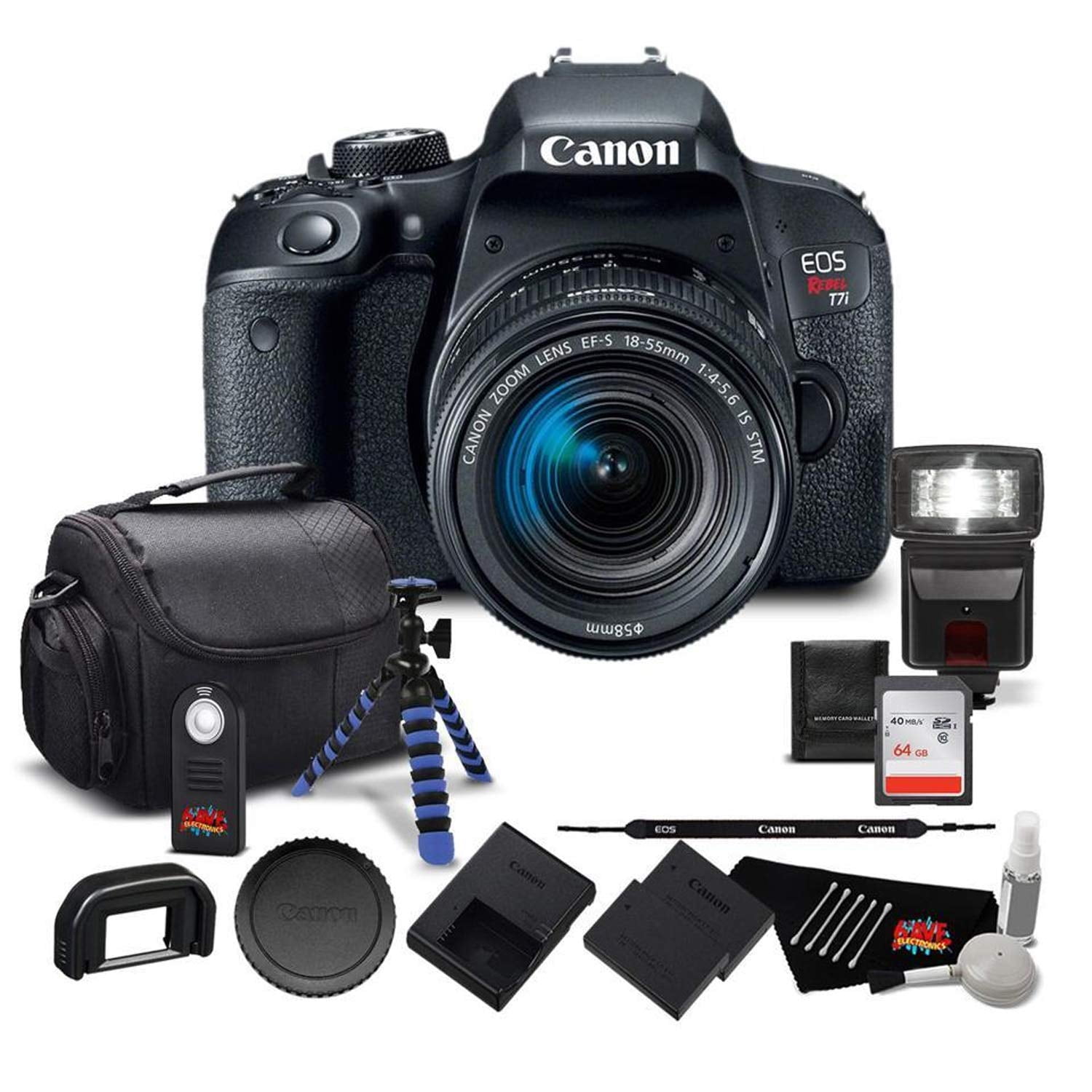 Canon EOS Rebel T7i Digital SLR Camera +1855mm Lens 1894C002 Bundle
