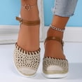thumbnail image 7 of Women's Orthopedic Platform Wedge Sandals with Ankle Strap Summer Dressy 2026 Boho Espadrille Sandals for Beach Travel Beige 9.5, 7 of 7