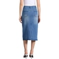 thumbnail image 3 of INSPIRE CHIC Outfit Denim Skirt for Women's High Waist Slit Front Washed Jean Midi Skirts with Pockets M Blue, 3 of 6