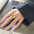 thumbnail image 6 of Coin Ring Street Enamel Glaze Womens Ring Gold Tone Alloy Jewelry Size 7 European American Style 18K For Women, 6 of 9