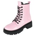 thumbnail image 2 of Top Moda Women Combat Army Style Boots Lace Up Side Zipper Lug Sole Platform Booties Light Pink Patent 6, 2 of 4