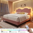 thumbnail image 5 of EnHomee Full Size Bed Frame with Adjustable Headboard, Full Bed Frame with Upholstered Headboard and Wooden Slats Support Pink Bed Frame, Smart LED,Pink, 5 of 10