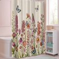thumbnail image 5 of Shower Curtain Purple Lavender Butterfly Shower Curtains for Bathroom Decor, Waterproof Polyester Shower Curtain Set with Hooks, Small Stall Size 36" x 72" Vintage Floral Linen Texture, 5 of 9