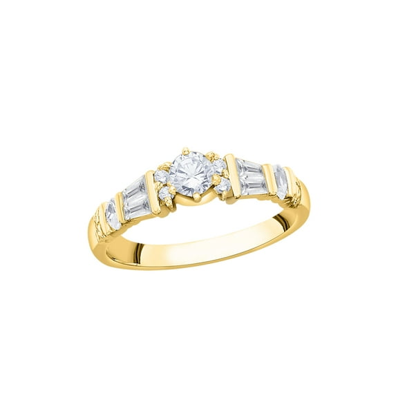 KATARINA Round, Baguette and Marquise Cut Diamond Promise Ring in 14K Yellow Gold (1/2 cttw, I-J, I1-I2) (Size-7)