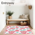 thumbnail image 3 of ODIKA 6'x9' Machine Washable Non-Slip Area Rug, Cane Stripe Swirl Design Sweet Holiday Themed Cheerful High Traffic Rug with Pad, Pink, 731577, 3 of 8