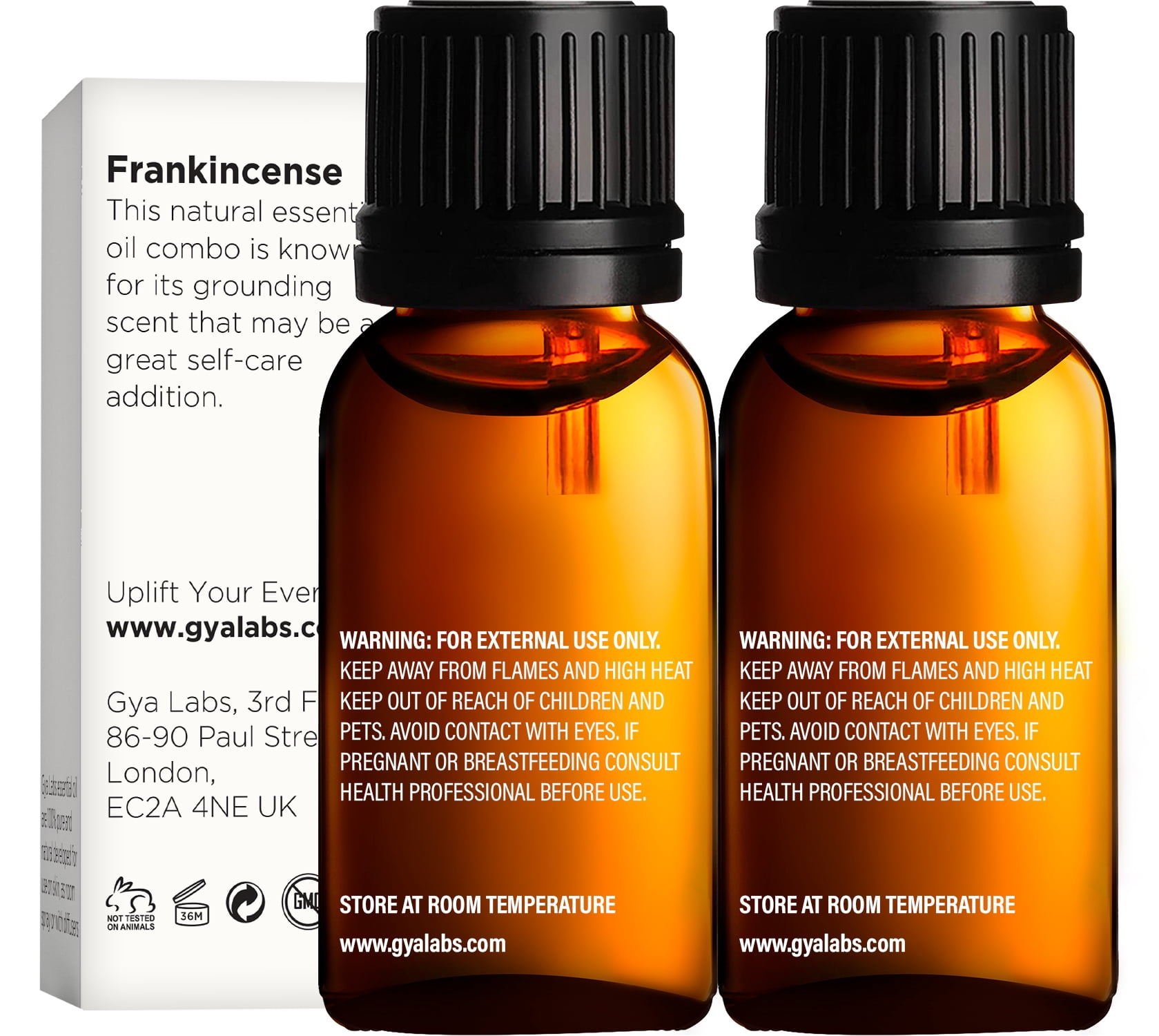Gya Labs Frankincense and Myrrh Essential Oil for Diffuser & Aches - Therapeutic Grade Frankincense and Myrrh Essential Oils for Skin & Candle Making (10ml x 2)