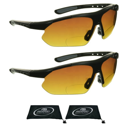 proSPORT 2 Pairs of Bifocal Reading Sunglasses for Mens & Womens. HD Vision with Semi Rimless Wraparound Frame for Cycling, Running, Fishing, Golf and Driving.