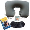 thumbnail image 4 of Almohada inflable de viaje de gran tamaño con flocado grueso de Sanbao para viajes, conjunto de tres piezas en forma de U para exteriores, almohada para el cuello para el almuerzo, 4 of 5