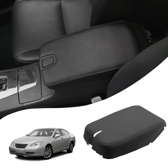 KBH Center Console Armrest Cover for Lexus ES350 2007 2008 2009, Leather Middle Console Lid Cover Replacement Skin Upholstery Interior Tirm, Black