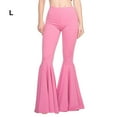 thumbnail image 2 of Qarigey Pantalones acampanados de cintura alta elegantes y cómodos, pantalones acampanados de algodón transpirables para mujer Prendas para la parte inferior del cuerpo rosa l, 2 of 6