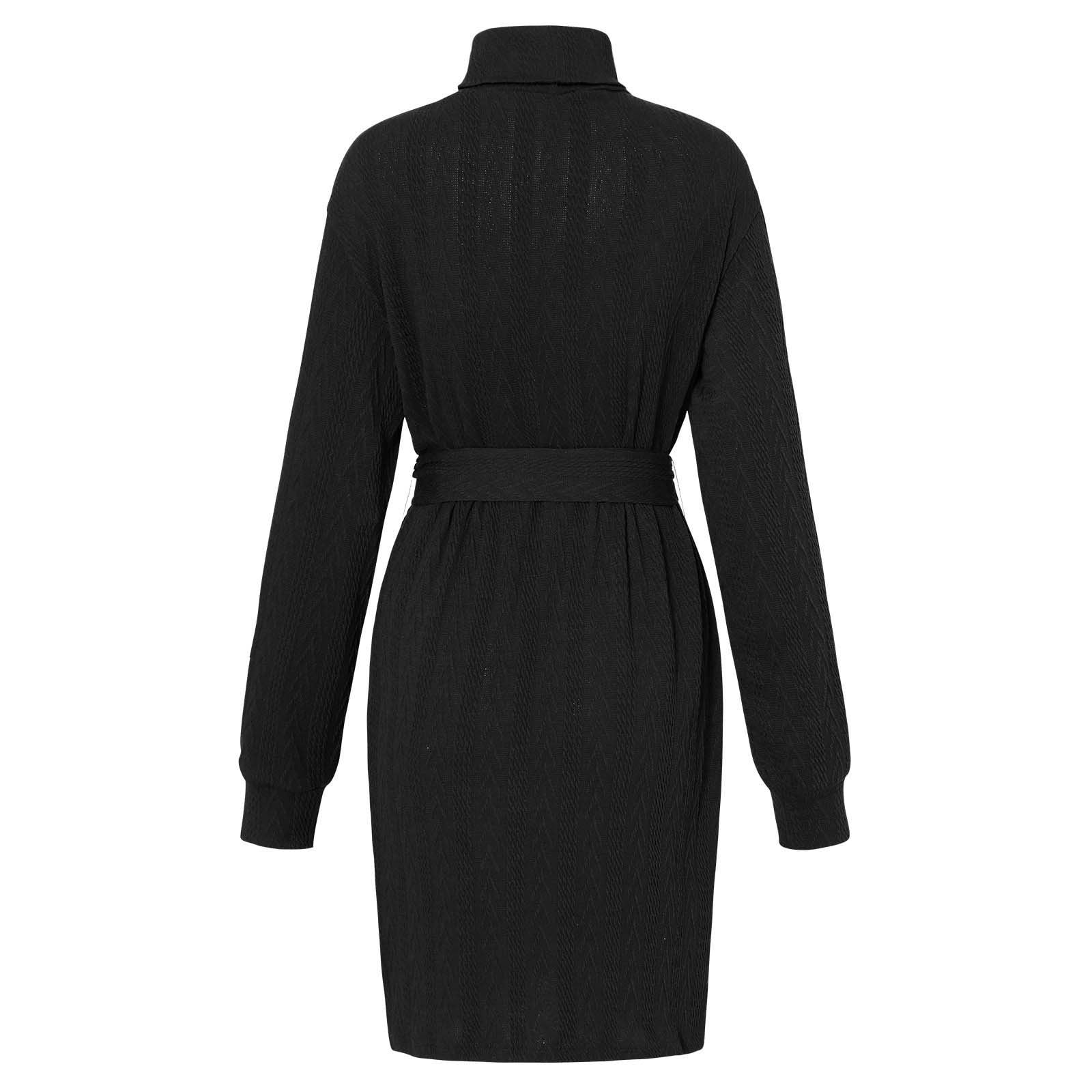 ZAFUL Women's Knit Mock Neck Mini Sweater Dress - Long Sleeve Bodycon With Hollow Design & Side Split